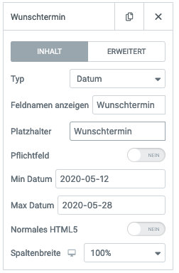 Elementor Formular Datum