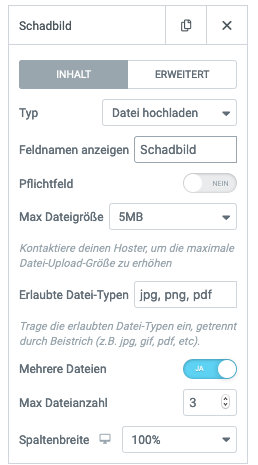 Elementor Form Fileupload